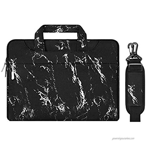 MOSISO Laptop Shoulder Bag Compatible with MacBook Pro/Air 13 inch  13-13.3 inch Notebook Computer  Marble Pattern Carrying Briefcase Sleeve Case  Black