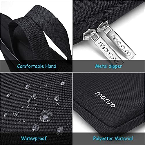 MOSISO Laptop Shoulder Messenger Bag Compatible with MacBook Pro/Air 13 inch 13-13.3 inch Notebook Computer Polyester Briefcase Sleeve Case with Double Front Arc Pockets & Back Trolley Belt Black