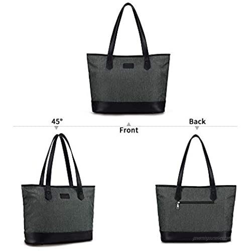 Plambag Laptop Tote Bag Women's Lightweight Water Resistant Shoulder Bag(Dark Gray)
