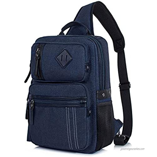 Schkleier Men's Sling Bag Vintage Chest Messenger Crossbody Bags Hiking Daypack