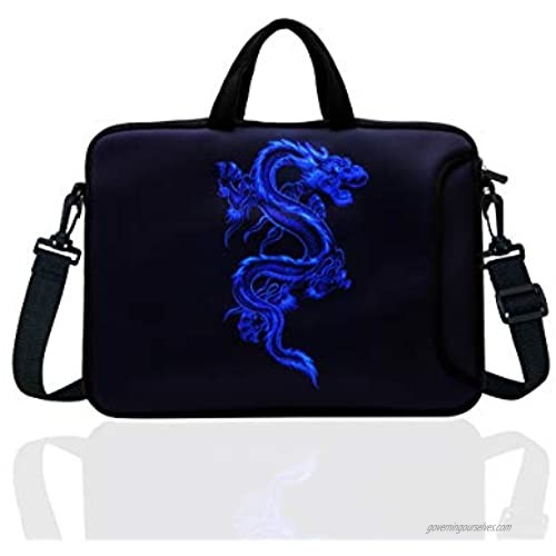 TAIDY 12.5-Inch Laptop Shoulder Bag Sleeve Case with Handle for 11.6" 12" 12.2" 12.5" Netbook/MacBook Air Pro (Blue Dragon)