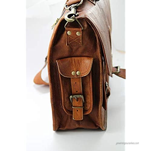 THE RUSTIC JOURNEY Vintage Style Handmade Leather Messenger Bag for Laptop Briefcases 18 Inch Satchel Bag