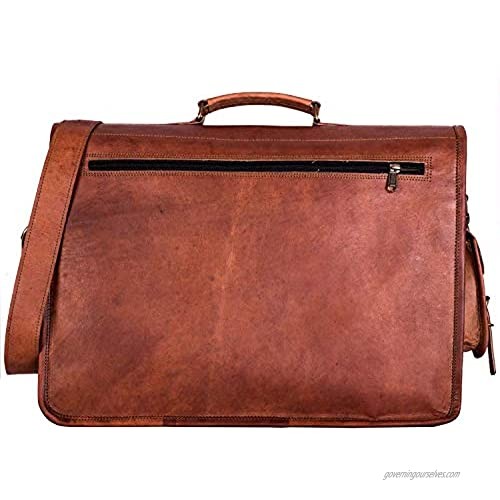 THE RUSTIC JOURNEY Vintage Style Handmade Leather Messenger Bag for Laptop Briefcases 18 Inch Satchel Bag