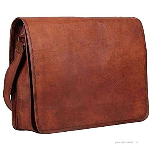 TUZECH Genuine Leather Bag Handmade Vintage Rustic Cross Body Messenger Courier Satchel Bag Gift Men Women Its Laptop Up to (11 Inches)