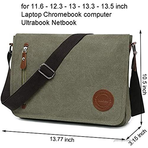 Vintage Canvas Messenger Bag Laptop Shoulder Satchel Crossbody School Bag for 11.6-13.3 inch Laptop Chromebook