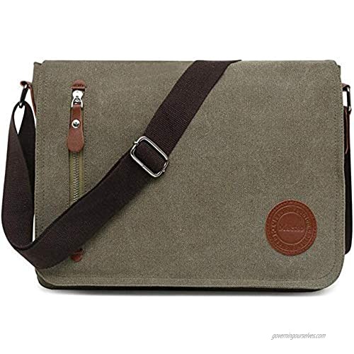 Vintage Canvas Messenger Bag Laptop Shoulder Satchel Crossbody School Bag for 11.6-13.3 inch Laptop Chromebook