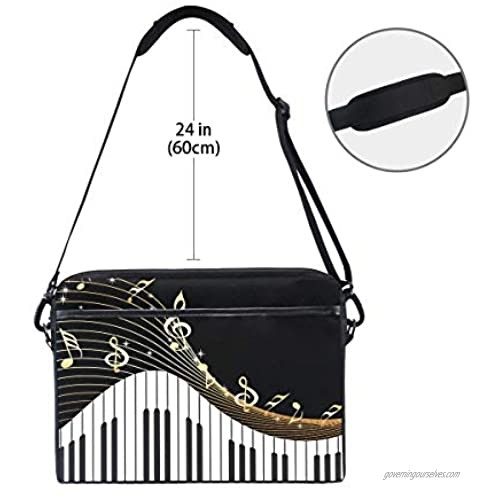 WXLIFE Musical Golden Piano Key Music Note 13 13.3 14 Inch Laptop Shoulder Messenger Bag Case Sleeve Briefcase with Handle Strap for Men Women Boys Girls