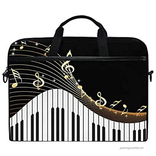 WXLIFE Musical Golden Piano Key Music Note 13 13.3 14 Inch Laptop Shoulder Messenger Bag Case Sleeve Briefcase with Handle Strap for Men Women Boys Girls