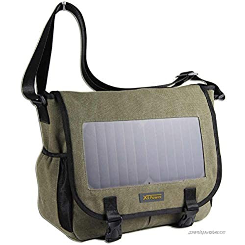 XTPower Xplorer Solar Messenger Bag | Integrated 7W Solar Panel with 5V-USB Charging Port | 14 Inch Laptop Compartment