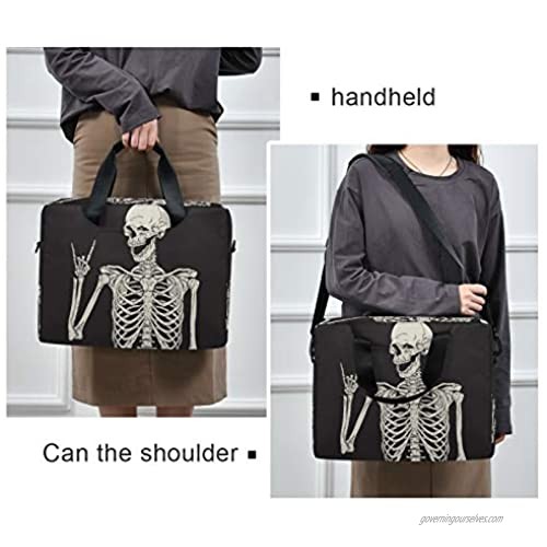 Yulife Rock Skeleton Skull Laptop Bag Sleeve Case for Women Men Briefcase Tablet Messenger Shoulder Bag with Strap Notebook Computer Case 14 15.6 16 Inch for Kids Girls Business